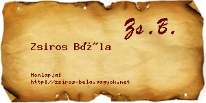 Zsiros Béla névjegykártya